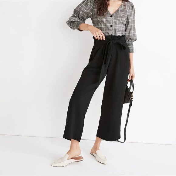 Madewell Pants - Madewell Tie-Waist Houston High Waisted Black Trousers Pants Women's S